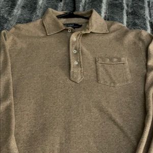 Long sleeve Polo by Ralph Lauren. Brown herringbon